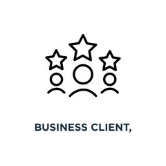business client, people group with 5 stars line sign icon. eps10 concept symbol design, vector illustration