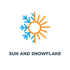 sun and snowflake icon. sun and snowflake concept symbol design, vector illustration