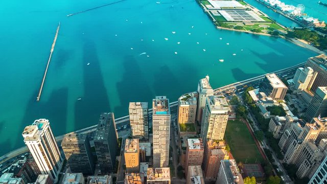 Chicago skycraper shadows move across Lake Michigan in time-lapse