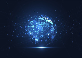Global network connection. World map point and line composition concept of global business. Vector Illustration