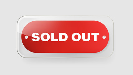SOLD OUT red banner label and tag ribbon vector design.