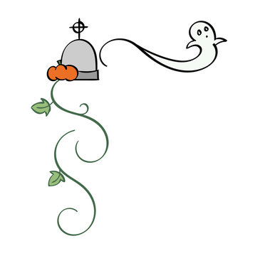 Ghost and pumpkin top border