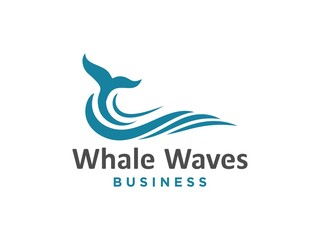 Abstract design of ocean logo with waves. sunset, sunrise, whale, Surfing and Water logo Design Template. Vector illustration