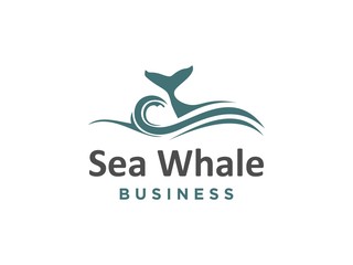 Obraz premium Abstract design of ocean logo with waves. sunset, sunrise, whale, Surfing and Water logo Design Template. Vector illustration