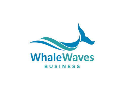Abstract design of ocean logo with waves. sunset, sunrise, whale, Surfing and Water logo Design Template. Vector illustration
