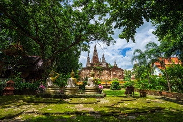 Wat Chet Yot, seven pagoda temple It is a major tourist attraction in Chiang Mai, Thailand.with...