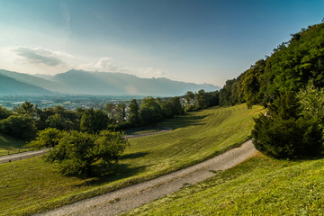 A Liechtenstein panorama with alps on background.