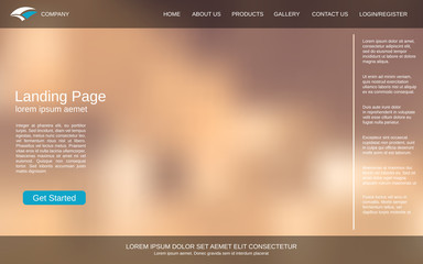 Website landing page design template. Colorful blurred vector background