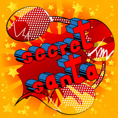 Secret Santa - Vector illustrated comic book style phrase.