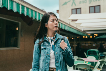 elegant lady walking on the street