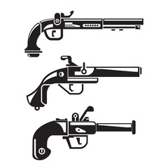 vintage gun icons set