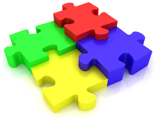 Colorful jigsaw puzzle concept success pie chart