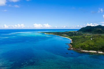 Top view of Tropical lagoon of Ishigaki island