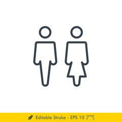 Gender Sign (Man & Woman) Icon / Vector - In Line / Stroke Design