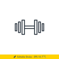 Gym (Fitness Center), Dumbell Sign Icon / Vector - In Line / Stroke Design