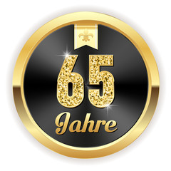 Fototapeta premium 65 Jahre - Hochzeit, Gründung, Jubiläum Button in gold