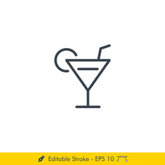 Bar, Alcohol, Drink Icon / Vector - In Line / Stroke Design