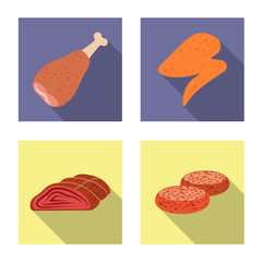 Isolated object of meat and ham symbol. Set of meat and cooking stock symbol for web.