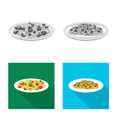 Isolated object of pasta and carbohydrate icon. Collection of pasta and macaroni stock vector illustration.