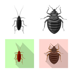Vector illustration of insect and fly symbol. Set of insect and element vector icon for stock.