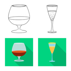 Isolated object of drink and bar logo. Set of drink and party stock symbol for web.