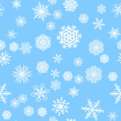 Christmas snow seamless pattern with beautiful snowflakes