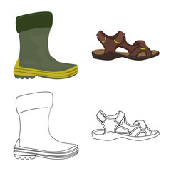 Vector illustration of man and foot sign. Collection of man and wear stock symbol for web.