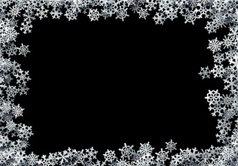 Christmas snowflakes scattered card for winter holidays