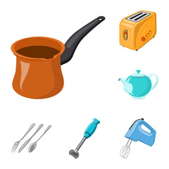 Isolated object of kitchen and cook symbol. Set of kitchen and appliance vector icon for stock.