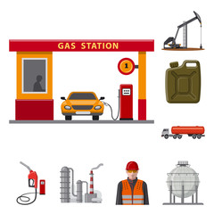 Isolated object of oil and gas logo. Set of oil and petrol stock vector illustration.