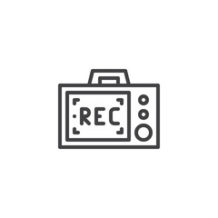 Camera display record outline icon. linear style sign for mobile concept and web design. DSLR camera rec simple line vector icon. Symbol, logo illustration. Pixel perfect vector graphics