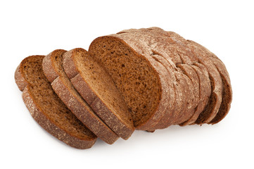 Rye bread on white background
