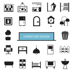 furniture design icons set
