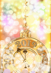 Merry Christmas & New 2019 Year gift background, vector illustration