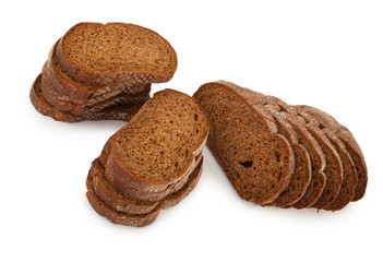 Rye bread on white background
