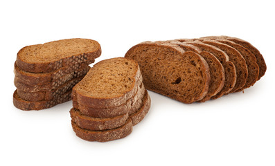 Rye bread on white background