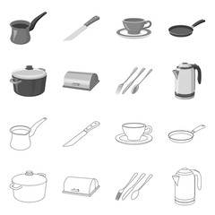 Vector illustration of kitchen and cook symbol. Collection of kitchen and appliance stock symbol for web.
