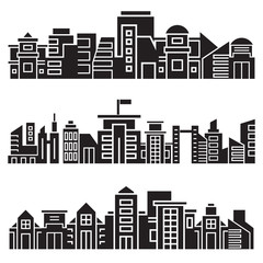 Naklejka premium city skyline silhouette set