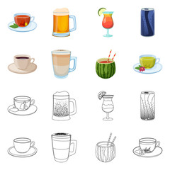 Vector design of drink and bar icon. Set of drink and party stock vector illustration.