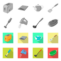 Vector illustration of kitchen and cook icon. Set of kitchen and appliance stock vector illustration.