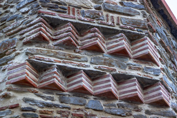 Perspective shoot of masonry corner wall detail on ancient structure