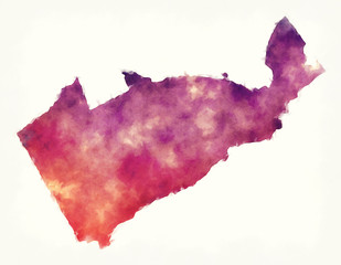 Smiths parish watercolor map of Bermuda in front of a white background