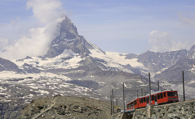 The Gornergrat railway is a mountain rack railway, located in the Swiss canton of Valais. It links the resort village of Zermatt, situated at 1,604 m, to the summit of the Gornergrat.
