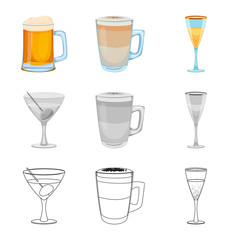 Isolated object of drink and bar logo. Collection of drink and party vector icon for stock.