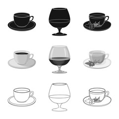 Isolated object of drink and bar symbol. Set of drink and party stock symbol for web.