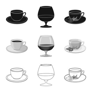 Isolated object of drink and bar symbol. Set of drink and party stock symbol for web.