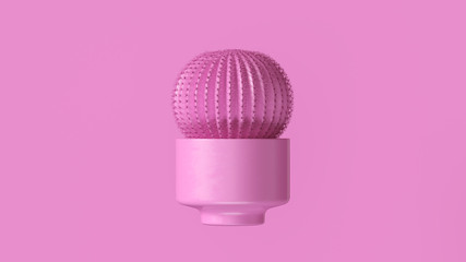 Pink Cactus with Pink Plant Pot 3d illustration 3d render