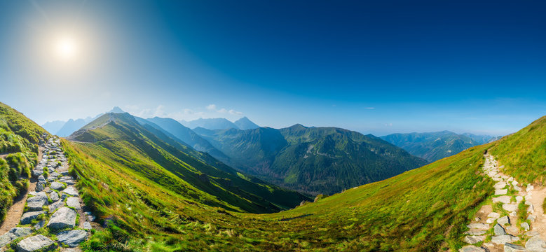 Fototapeta Panorama - view of Kasprowy Wierch, Tatra Mountains in Poland