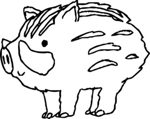Monochrome Graffiti of cute wild boar