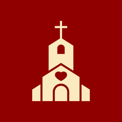 Church icon, Religion building, christian, christianity temple icon with heart sign. Church icon and favorite, like, love, care symbol